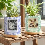 Personlig vintage blomsterfoto keramisk plantepotte med tekst og bambusbrett Daglig bruk Bursdagsgave til mor bestemor