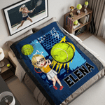 Personalisierte Multicolor Cartoon Tennis Charakter weiche Decke mit Namen Home Decor Team Geburtstag Geschenk für Tennisliebhaber