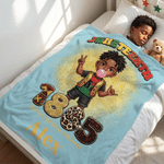 Personalizzato carino cartone animato Juneteenth africano bambini morbido lancio coperta con nome nero giorno dell'indipendenza regalo per ragazzo ragazza