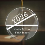 Ornamento colgante acrílico redondo personalizado de la clase de la línea simple de 2026 con la escuela del nombre y la fecha de la clase de la graduación Suministros del partido Regalo para los gradu