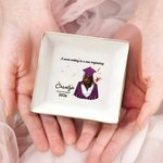Personalised Graduate Back View Graduation Ribbon Jewellery Dish with Name and Year Graduation Birthday Gift for Graduates Classmates