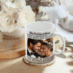 Personalized Unique Newspaper Backdrop Photo 11 oz 15 oz Ceramic Mug with Name and Date Wedding Anniversary Gift for Couples
