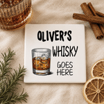 Personalized Retro Beverage Design Square Round Ceramic Coaster with Name Home Decor Birthday Coffee Bar Gift for Family Friend