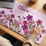 Personalized Birth Flower Non-Slip Large Size Mouse Pad Desk Mat with Name Game Room Daily Use Birthday Gift for Friend