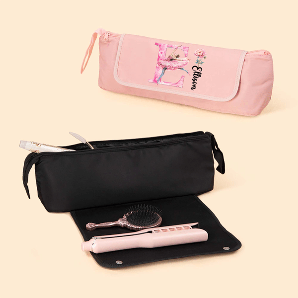 Gepersonaliseerd Ballet Geboorte Bloem Haar Tools Draagbare Reistas met Naam en Initialen Verjaardag Reis Cadeau voor Ballet Lover