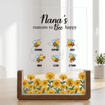 Personalized 1-6 Bees Flowers Acrylic LED Night Light with Name and Wooden Base Birthday Anniversary Gift for Women