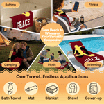 Personalised Soccer Player Silhouette Quick Dry Oversized Beach Towel with Name and Number Beach Party Summer Holiday Gift for Soccer Lovers