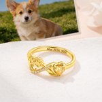 Personalised Infinity Symbol Paw Print Sterling Silver Ring with Text and Heart Birthstone Pet Loss Sympathy Memorial Gift for Pet Owner Lover