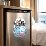Personalized Cartoon Besties Character Cruise Ship Fridge Magnet with Name Home Decor Summer Travel Birthday Gift for Besties Friends