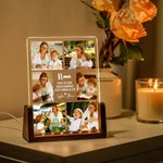 Veilleuse LED en acrylique personnalisée avec 6 photos et texte  - Cadeau d'anniversaire pour la famille et les amis