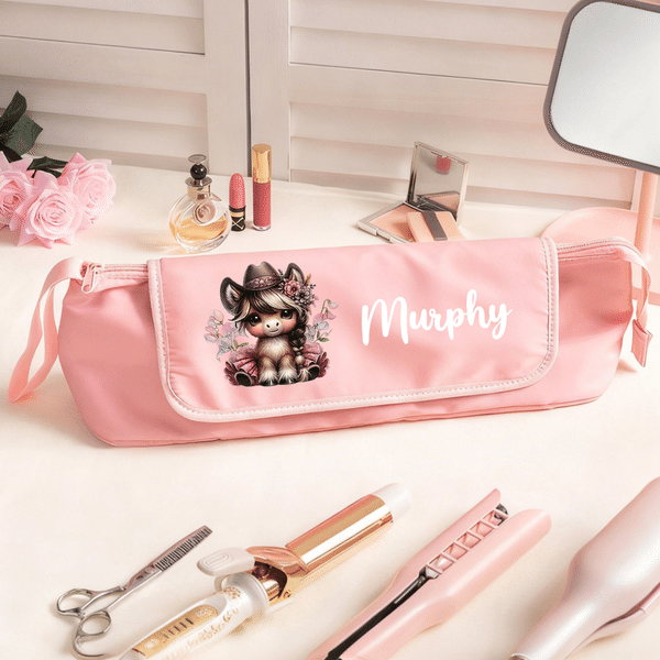 Personalizzato carino cavallo nascita fiore ragazza portatile riscaldamento asta borsa di stoccaggio con nome e isolamento Pad viaggio accessorio regalo di compleanno per le donne