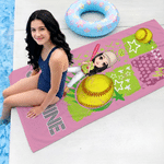 Personalized Multicolor Ball Sports Cartoon Character Oversized Quick Dry Beach Towel with Name Beach Party Birthday Gift for Ball Sports Lovers