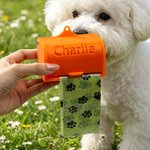 Henkilökohtainen 3D-painettu nimi Dog Poop Bag Dispenser kanssa biohajoava pussit Ulkoiluaktiviteetteja lahja koiranomistajille ystäville