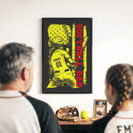Personalised Stars Stripes Softball Dad Canvas Poster Flameless Painting Framed Painting with 1-4 Names and Numbers Father's Day Game Day Gift for Dad