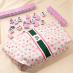 Personalised Chinoiserie Monogram Mahjong Tile Pouch Large Capacity Makeup Bag with Initials Travel Birthday Anniversary Gift for Mahjong Lovers
