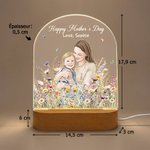Veilleuse en acrylique personnalisée avec photo peinte à la main et titre - Cadeau de la fête des Mères pour jeune maman