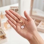 Personalized Minimalist Heart Birthstone Bag Charm Keychain with Initial Daily Use Birthday Anniversary Gift for Women Girls