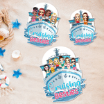 Personalized Cartoon Besties Character Cruise Ship Fridge Magnet with Name Home Decor Summer Travel Birthday Gift for Besties Friends
