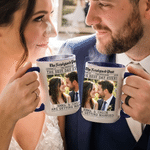 Personalized Unique Newspaper Backdrop Photo 11 oz 15 oz Ceramic Mug with Name and Date Wedding Anniversary Gift for Couples