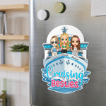 Personalized Cartoon Besties Character Cruise Ship Fridge Magnet with Name Home Decor Summer Travel Birthday Gift for Besties Friends
