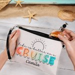 Personalized Life Is Better On A Cruise Makeup Bag with Wrist Strap and Name Travel Accessories Holiday Birthday Gift for Women Cruise Lovers