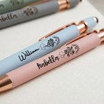 Personalised Birth Flower Zodiac Design Retractable Ballpoint Pen with Name Touch Control Design Daily Use Birthday Gift for Student Friend Teacher