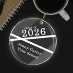 Ornamento colgante acrílico redondo personalizado de la clase de la línea simple de 2026 con la escuela del nombre y la fecha de la clase de la graduación Suministros del partido Regalo para los gradu