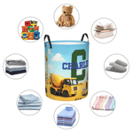 Panier de rangement personnalisé sur le thème des véhicules de construction avec nom et initiales Décoration de chambre Cadeau d'anniversaire pour garçons filles