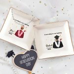 Personalised Graduate Back View Graduation Ribbon Jewellery Dish with Name and Year Graduation Birthday Gift for Graduates Classmates