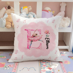 Personalizado Nacimiento Flor Bailarina Suave Funda de Almohada con Nombre e Inicial Guardería Dormitorio Decoración Cumpleaños Regalo para Niños Niñas