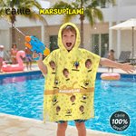 Personalized 1-6 Funny Marsupilami Face Photo Soft Quick Dry Hooded Beach Towel with Name Beach Holiday Gift for Kids | Callie × Marsupilami®