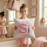 Personalizado Nacimiento Flor Bailarina Suave Funda de Almohada con Nombre e Inicial Guardería Dormitorio Decoración Cumpleaños Regalo para Niños Niñas