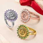 Personalized Engraved School Badge Family Crest Signet Ring with Birthstone Graduation Gift for Graduates Family