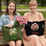 Personalizado Nacimiento Flor Gran Capacidad Bolsa de pana con nombre Uso diario Desplazamientos Cumpleaños Regalo para mujer Trabajador de oficina