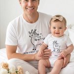 Henkilökohtainen Line Art Animal Ensimmäinen Isänpäivä 100% puuvillaa T-paita Baby Bodysuit nimi ja vuosi Syntymäpäivä Isänpäivä lahja Baby Isä