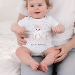 Babero personalizado con lazo fantasma para bebé niña Body para bebé con nombre Primer regalo de Halloween para padres primerizos
