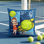 Personalised Cartoon Sport Character Design Soft Cushion Cover with Name Home Decor Game Day Team Gift for Tennis Pickleball Lover Player