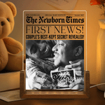 Personalisierte Vintage Zeitung Foto Acryl LED-Nachtlicht mit Namen ersten Vatertag Geburtstag Geschenk für neue Eltern