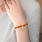 Personalized Photo Projection Braided Bracelet with Initial and Adjustable Drawstring Valentine's Day Birthday Anniversary Gift for Family Friends
