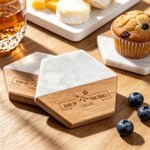 Personalized King of The Grill Acacia Marble 11 Pcs Cutting Board Coaster Set with Bowl and Spoon Father's Day Gift for Dad Grandpa