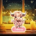 Personalised Highland Cow Birth Flower LED Acrylic Night Light with Name Room Decor Birthday Children's Day Gift for Boys Girls