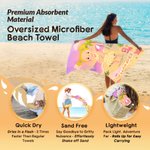 Gepersonaliseerd Cartoon Strand Kind Karakter Oversized Snel Droog Strandlaken met Naam Verjaardag Zomer Vakantie Zwembad Party Gift voor Jongens Meisjes