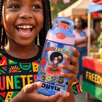 Personalised Cartoon Character Name 16 oz Kid's Water Bottle with Silicone Straw and Handle Juneteenth Gift for Black Boys Girls