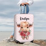 Personalizzato carino Highland mucca nascita fiore bagagli copertura protettiva si adatta 18-32 pollici valigia con nome viaggio accessori regalo di compleanno per le donne