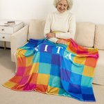 Gepersonaliseerde Pastel Rainbow Warme Fleece Deken met Naam Dagelijks Gebruik Verjaardag Verjaardag Baby Shower Gift voor Pasgeboren Moeder Grootmoeder