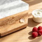 Personalized King of The Grill Acacia Marble 11 Pcs Cutting Board Coaster Set with Bowl and Spoon Father's Day Gift for Dad Grandpa