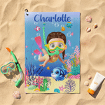Gepersonaliseerde 3D-stijl Karakter Oceaan Dier Snel Droog Zachte Handdoek met Naam Dagelijks Gebruik Strandfeest Verjaardagscadeau voor Oceaanliefhebber