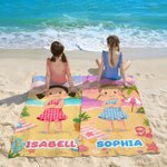 Gepersonaliseerd Cartoon Strand Kind Karakter Oversized Snel Droog Strandlaken met Naam Verjaardag Zomer Vakantie Zwembad Party Gift voor Jongens Meisjes