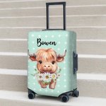 Personalizzato carino Highland mucca nascita fiore bagagli copertura protettiva si adatta 18-32 pollici valigia con nome viaggio accessori regalo di compleanno per le donne