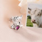 Personalized Highland Cow Love Birthstone Necklace Earrings Dainty Jewellery Daily Wear Birthday Gift for Women Highland Cow Lovers